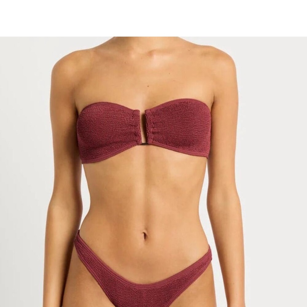BOND EYE Australia Blake Tie Bandeau Bikini Top Sign Brief Bottoms Carmine